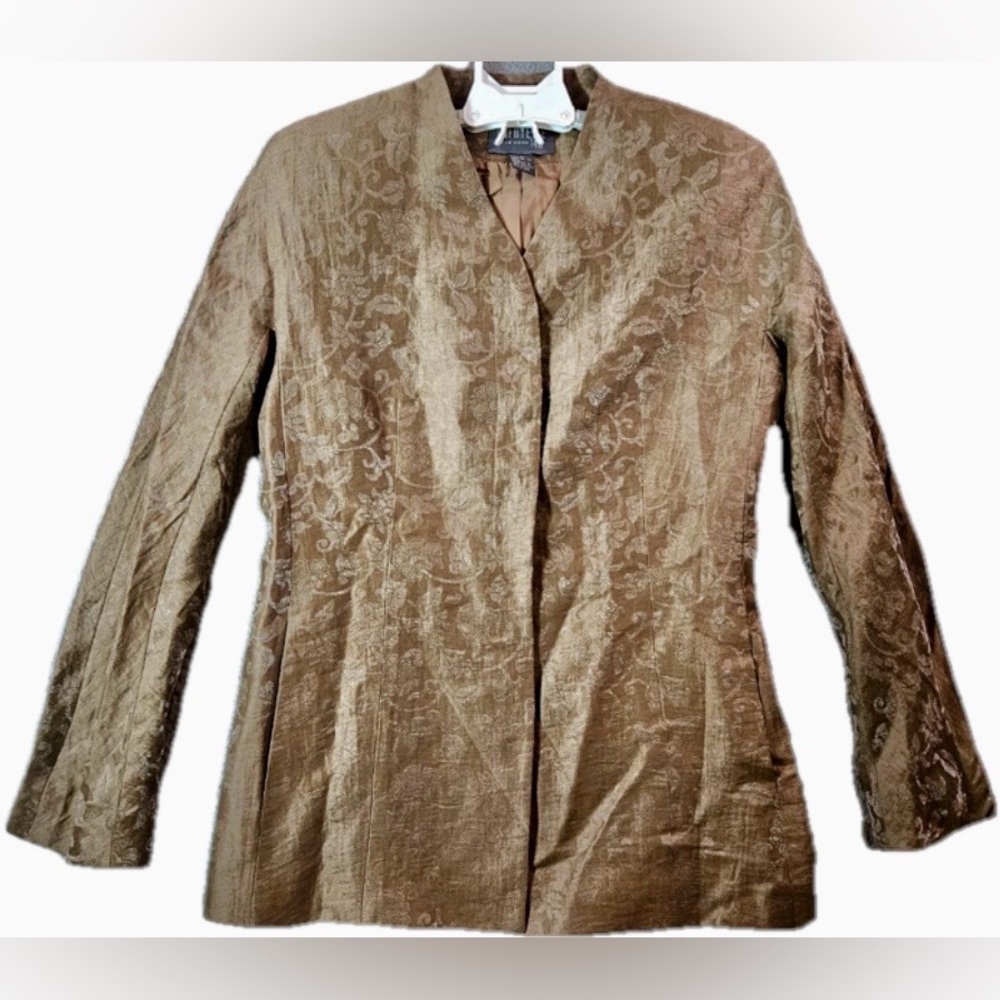 Lafayette 148 Linen Jacquard‎ Blazer Earthy Brown Floral Tailored Jacket 8 - Picture 2 of 9